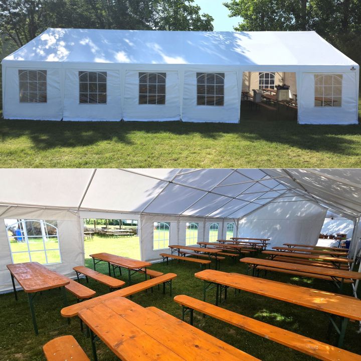 Bílý stan na outdoor párty